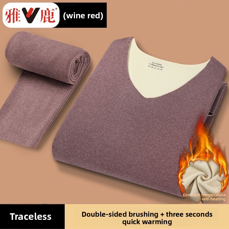 Winter Clothes - V-neck Seamless Thermal Underwear Set Men's
