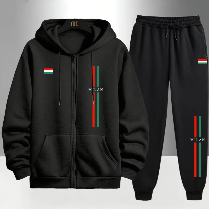 Winter Clothes - 2026 Italy Printed Men's Set Zipper
