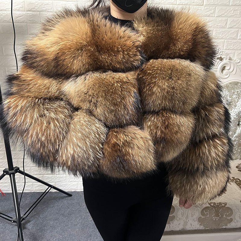 Plus Size Tops Brown Fur Maoma – Jacket Winter Clothing recenzja i cena