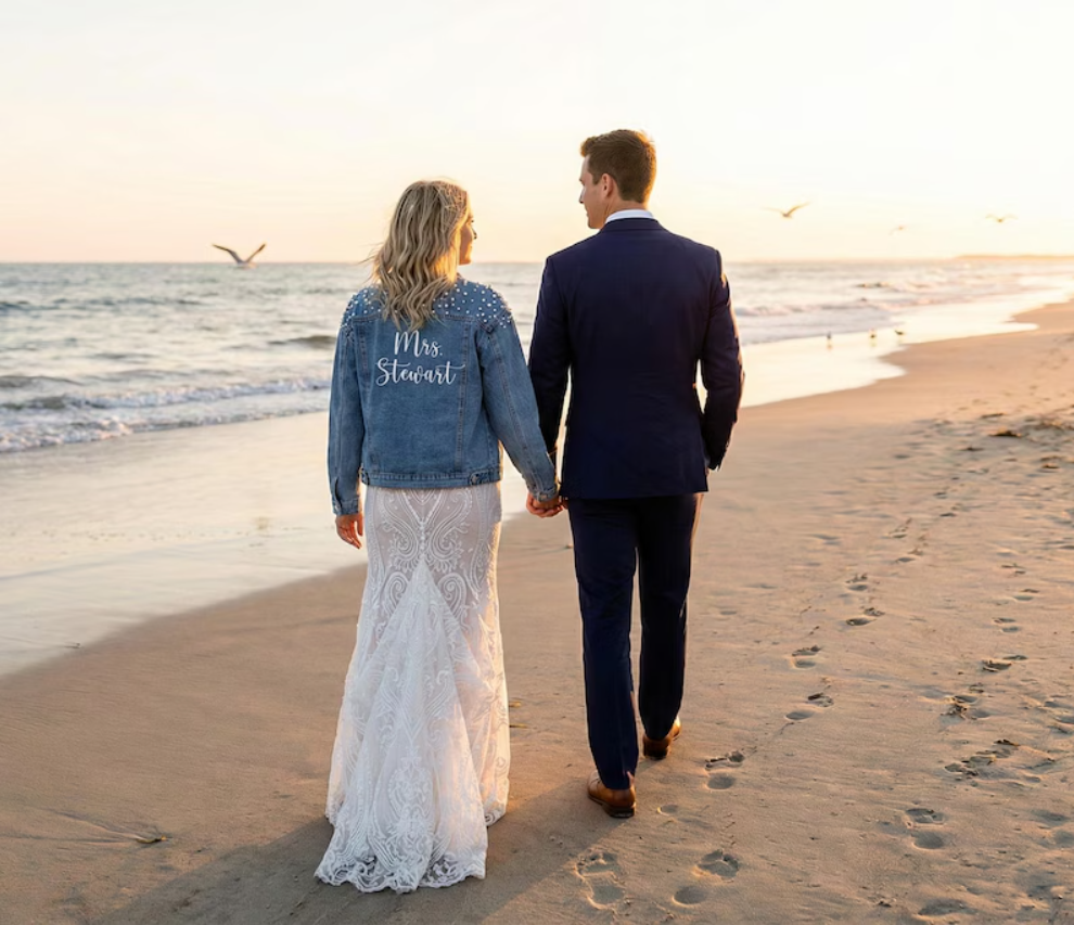 Custom Embroidered Bride Denim – Jacket Winter Clothing recenzja i cena