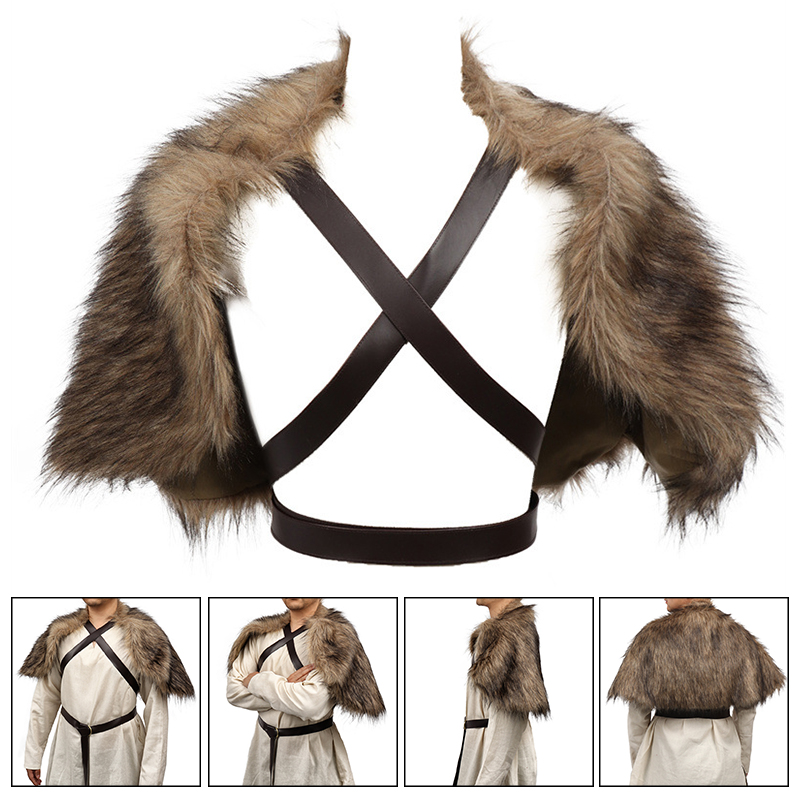 Viking Cloak Faux Fur Collar C – Jacket Winter Clothing recenzja i cena
