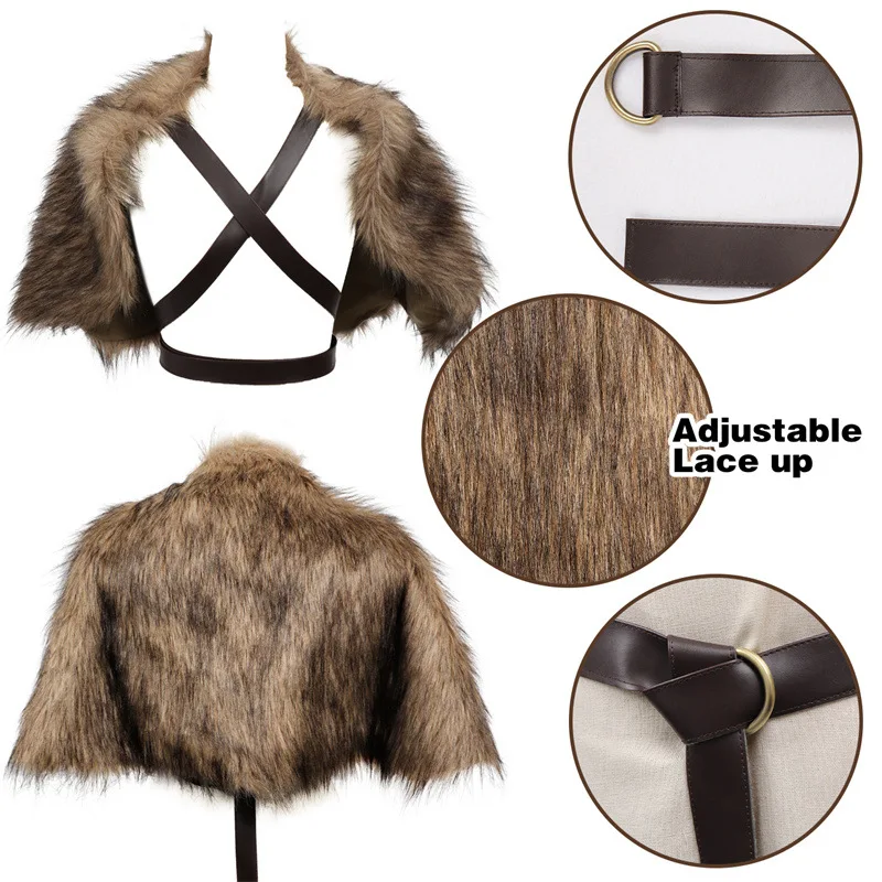 Viking Cloak Faux Fur Collar C – Jacket Winter Clothing recenzja i cena
