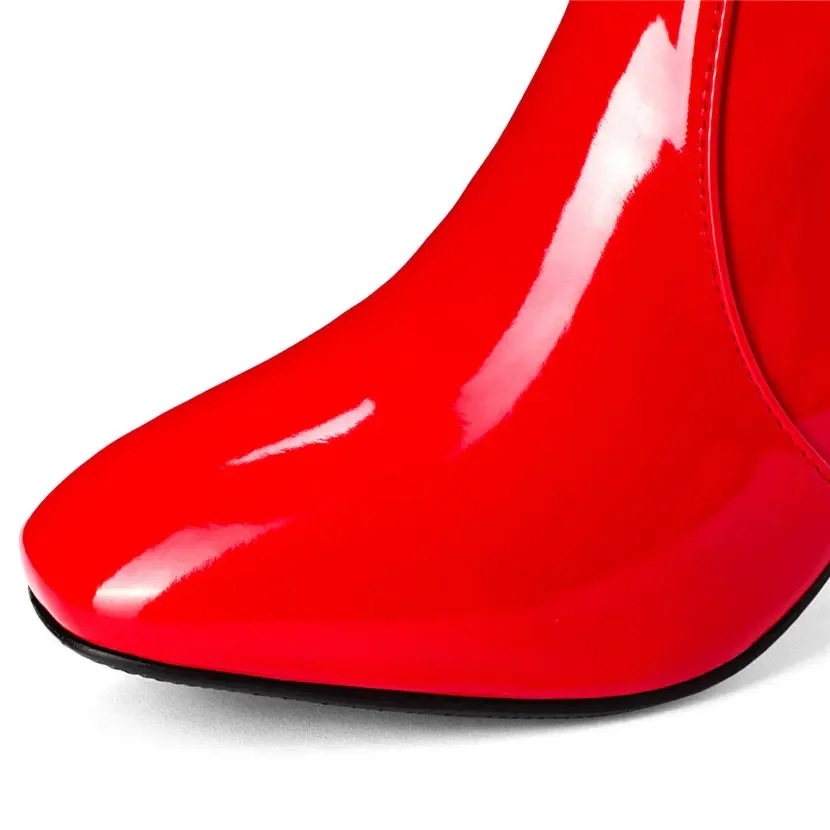 Red White Patent Leather Women – Winter Clothes recenzja i cena