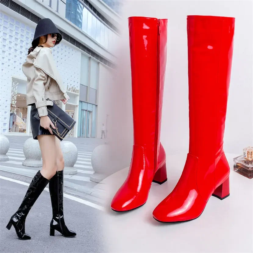 Red White Patent Leather Women – Winter Clothes recenzja i cena