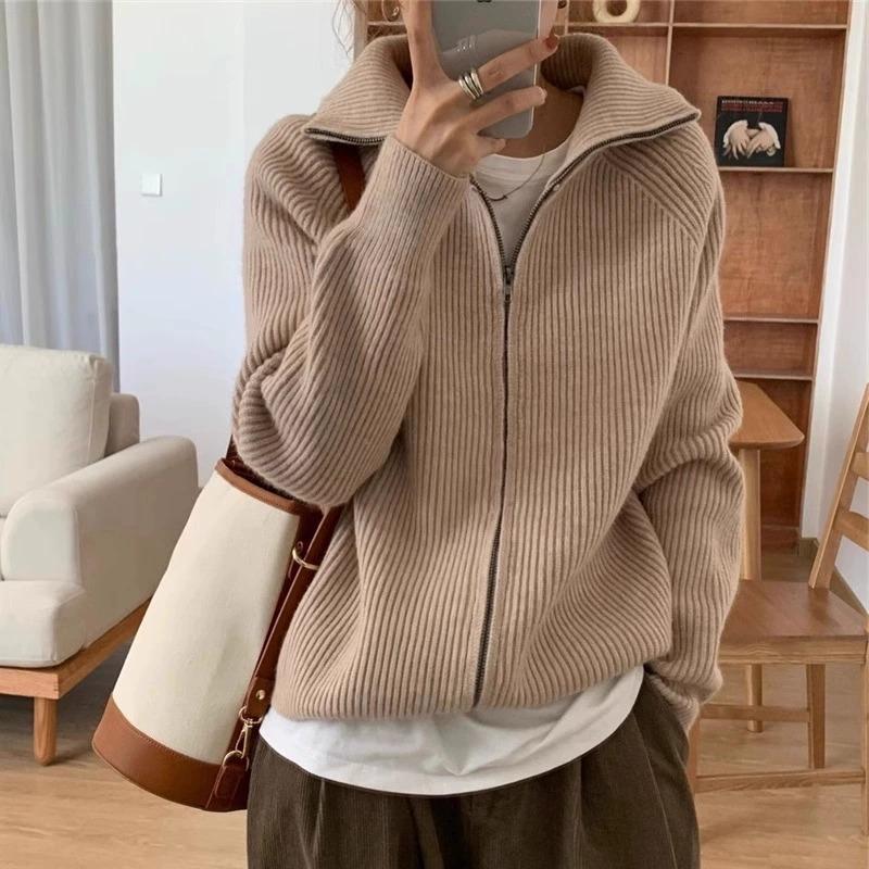 Lapel Ladies Knit Sweaters Cas – Winter Clothing Sale Women recenzja i cena